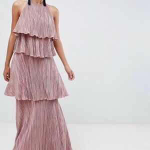 Full Length Tiered Halter Dress - Pink, ASOS
